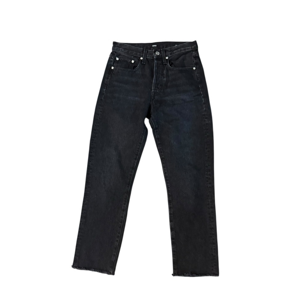 Edwin Women's Button Fly Hana Classic Straight Crop Black Jeans Size 24 City